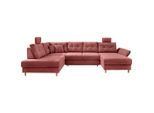 Livetastic , Koralle , Textil , Buche , Füllung: Schaumstoff , U-Form , 338-352x206 cm , Made in EU , Liegefunktion, seitenverkehrt erhältlich, Schlafen auf Sitzhöhe, Rücken echt, Armteil rechts ,