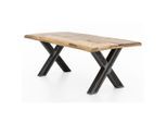 Mid.you , Naturfarben, Schwarz , Holz, Metall , Mangoholz , massiv , rechteckig , 100x76x220 cm ,