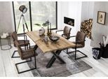 Esstisch SIT "Phoenix Wildeiche Massivholz mit X-Gestell im Used-Look", beige (natur), B:220cm, Tische, Esstisch, Rustikale Wildeiche mit markantem X-Gestell