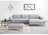 Ecksofa DOMO COLLECTION "Modica, zeitlos & elegant, Breite 329cm, hoher Fuß, bequem, L-Form", silber, B:329cm H:81cm T:173cm, Sofas, Ecksofa, Auch in Cord, Fußhöhe passend für gängige Saugroboter