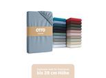 Spannbettlaken OTTO HOME "BLACKBERRY in PREMIUM und BASIC Qualität, 100% Baumwolle", blau (mittelblau), B:140cm L:200cm, Jersey (160 g/m²), Obermaterial: 100% Baumwolle, Bettlaken, Spannbettlaken, für hohe Matratzen bis 28 cm, Bettlaken, Spannbetttuch, Boxspring