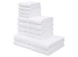 Handtuch Set OTTO HOME "Vanessa, 10-tlg Handtuch-Set, weich, in Standard- und Premium-Qualität", weiß, 10 tlg., Standard (420g/m²), Walkfrottee, Walkfrottee, Obermaterial: 100% Baumwolle, Handtuch-Sets, Handtuch Set, 100% Baumwolle, Duschtücher, Handtücher, Gästetücher, mit Bordüre, Topseller