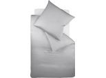 Bettwäsche FLEURESSE "Colours in 135x200, 155x220 oder 200x200 cm", grau (steingrau), B/L: 135cm x 200cm, 1 Stk., 1 Stk., Mako-Satin, B/L: 80cm x 80cm, 2 Stk., Mako-Satin, Obermaterial: 100% Baumwolle, Bettwäsche, Bettwäsche, Bettwäsche aus 100% Baumwolle, uni, mit Reißverschluss