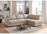 Schlafsofa OTTO HOME "Chill", beige (creme), B:250cm H:86cm T:200cm, 100% Polyester, Sofas, Schlafsofa, Ecksofa mit Schlaffunktion und Bettkasten