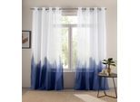 Gardine BRUNO BANANI "Nevalla" Gr. 3, blau, B:130cm H:225cm, Baumwolle, Baumwolle, Gardinen, Gardine, modern, Farbverlauf, Wohnzimmer, Schlafzimmer, halbtransparent