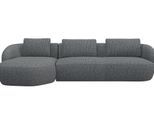 Wohnlandschaft FLEXLUX "Torino, rund, L-Form, Sofa-Ecke mit Recamiere, Longchair-Sofa", grün (moss grün), B:307cm H:85cm T:146cm, 100% Polyester, Sofas, Wohnlandschaft, Modernes, organisches Sofa-Design, Kaltschaum, Wellenunterfederung