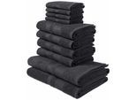 Handtuch Set OTTO HOME "Vanessa, 10-tlg Handtuch-Set, weich, in Standard- und Premium-Qualität", grau (anthrazit), 10 tlg., Standard (420g/m²), Walkfrottee, Walkfrottee, Obermaterial: 100% Baumwolle, Handtuch-Sets, Handtuch Set, 100% Baumwolle, Duschtücher, Handtücher, Gästetücher, mit Bordüre, Topseller