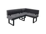 Mid.you , Grau, Schwarz , Metall, Textil , L-Form, links montierbar , 125x181.5 cm , mit Rückenlehne ,