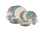 Ambia Home Kombiservice Urban Life, Türkis, Weiß, Taupe, Keramik, 24-teilig, Used look, 400 ml,600 ml, Lfgb, Essen & Trinken, Geschirr, Geschirr-Sets, Kombiservice