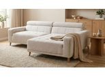 Ecksofa OTTO HOME "Greevy 248 x 172 cm mit Steppungen, für gängige Saugroboter geeignet", beige (silber), B:248cm H:72cm T:172cm, 100% Polyester, Sofas, Ecksofa, Kopfteile verstellbar, aus pflegeleichtem, weichem Luxus-Microfaser