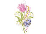 Fensterbild "Fensterbild "Tulpe und Ei" farbig", bunt, B:15cm H:23cm, Polyester, W. REUTER & SOHN - PLAUENER SPITZE, Fensterbilder, Fensterbild