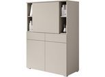 Sekretär OTTO HOME "Paris, Moderner PC-Schrank mit klappbarer Arbeitsfläche", beige (kaschmir), B:90cm H:125,1cm T:42cm, Sekretäre, Sekretär, 2 Schubladen, Push-to-Open und verstellbare Einlegeböden, Breite 90 cm