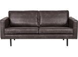 2,5-Sitzer WOOOD "Rodeo Bezug mit Zickzack-Federung, Metallbeine, H 85 x B 190 x T 86 cm", schwarz, B:190cm H:85cm T:86cm, Sofas, 2 5-Sitzer, Tragkraft 200 kg, Recycling-Lederfaser-Verbundstoff, pfleigleicht