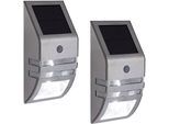 LED Solarleuchte OTTO HOME "Leyan, LED-Solar Wandleuchte", silber, B:5cm H:17cm L:8cm, Leuchten, mit Bewegungsmelder und Montagematerial