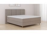 BRUNO Boxspringbett Premium 200x200cm in Glory Taupe | Matratzen-Härtegrad: Links H3 / Rechts H2 | mehrfach ausgezeichnet in Design & Qualität