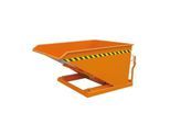 Eichinger-Industrie Kippbehälter, niedrige Bauhöhe, 500 l, bis 1500 kg, Scheren-Kipp-Mechanismus, Stahl, reinorange RAL 2004