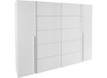 Kleiderschrank FORTE "Narago, Kombischrank, modernes Design", weiß, B:270,3cm H:210cm T:61cm, Schränke, Kleiderschrank, Kombination aus Schwebetüren mit seitlichen Drehtüren, Made in Europe, Topseller