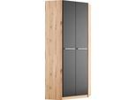 Eckkleiderschrank PRIESS "Barcelona Kleiderschrank Ecklösung Raumwunder", schwarz (astkernbuche, schwarz), B:78cm H:193cm T:78cm, Holzwerkstoff, Schränke, Eckkleiderschrank, in 2 Tiefen Schrank Eckschrank Garderobe