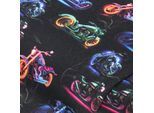 Digitaldruck-Sweat "Motorrad", schwarz/neon