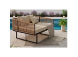 Ambia Garden Sonneninsel, Schwarz, Creme, Kunststoff, Textil, 160x120x84 cm, Loungemöbel, Sonneninseln