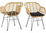 Stuhl SALESFEVER "Wels - Komfortabler Sitzplatz", schwarz (natur, schwarz, schwarz), B:56cm H:80cm T:59cm, Kunststoff, Metall, Stühle, Stuhl, Zweier-Set: Wetterfestes Kunststoffgeflecht in Rattanoptik