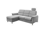 Livetastic , Silberfarben , Textil , Uni , Ottomane links, L-Form , 231x165 cm , Made in EU , Herz-Waage-Funktion, USB-C-Anschluss ,