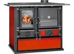 Festbrennstoffherd "Cook Premium Bordeaux", schwarz, Kaminöfen, Festbrennstoffherd, Küchenofen, Ofenherd zum Heizen, Kochen & Backen