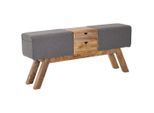 Mid.you , Grau , Textil , Mangoholz , massiv , 120x56x30 cm , abwischbar ,