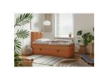 Mid.you , Rostfarben , Holz, Textil, Holzwerkstoff , H3 , 90x200 cm , Bettkasten, gepolstertes Kopfteil, Stoffauswahl, Topper durchgehend ,