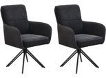 Esszimmerstuhl BYLIVING "Tino", schwarz, schwarz, schwarz, B:62cm H:94cm T:70cm, Metall, Stoff, Stühle, Esszimmerstuhl, 360 Grad drehbar mit Federkernpolsterung, hochwertige Polsterbezüge