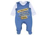 Strampler TUPTAM "Strampler Baby Strampler Set mit Spruch", Mädchen, Gr. 56, N-Gr, blau (ich versuche mich zu benehmen..., jeansblau), Obermaterial: 100% Baumwolle CO., Overalls