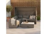 Gardenson , Grau, Hellgrau , Holz, Metall, Kunststoff, Textil , Akazie , Füllung: Schaumstoff,Schaumstoff,Schaumstoff , einzeln stellbar , 250x150x168 cm , FSC , Tisch höhenverstellbar ,