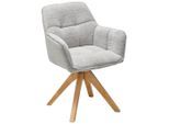 Livetastic , Eichefarben, Hellgrau , Textil, Holz , Eiche , massiv , 61x85x63 cm , inklusive Armlehnen ,