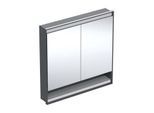 Geberit One Unterputz Spiegelschrank 505823007 90 x 90 x 15cm, schwarz matt/Aluminium pulverbeschichtet, mit Nische und ComfortLight, 2 Türen