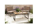 Ambia Garden Loungetisch, Grau, Holz, Metall, Akazie, Hartholz, rechteckig, Flachrohr, 110x45x62 cm, Loungemöbel, Loungetische