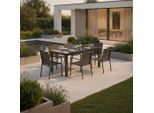 Gardenson Gartentisch, Graphit, Metall, Glas, rechteckig, eckig, 80-120x75.5x70 cm, ausziehbar, Gartenmöbel, Gartentische, Gartentische ausziehbar