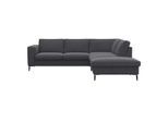 Ecksofa FLEXLUX "Fiore, bequem und komfortabel, zeitlos, L-Form", grau (dervit grau), B:241cm H:85cm T:225cm, 100% Polyester, Sofas, Ecksofa, breite Armlehnen, Füße Alu/schwarz, B/T 241/225 cm, Kaltschaum im Sitz