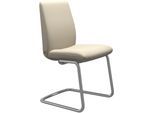 Polsterstuhl STRESSLESS "Laurel", beige (cream batick, schwarz matt), B:53cm H:92cm T:59cm, Leder BATICK: BATICK ist ein leicht korrigiertes, durchgefärbtes und genarbtes Möbelleder, bei dem die meisten Unebenheiten und Spuren in der Regel entfernt wurden., Stühle, Polsterstuhl, Low Back, Größe L, mit Beinen aus Stahl in Schwarz matt