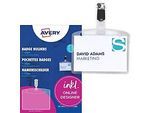 Avery Zweckform Namensschilder 90 x 60 mm, transparent, mit Metallclip, 25 Taschen, 32 Einsteckschilder