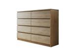 Mirjan24 Kommode, Sonoma Eiche, Holzwerkstoff, 8 Schubladen, 138x100x40 cm, Wohnzimmer, Kommoden & Sideboards, Kommoden