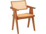 Livetastic Armlehnstuhl Wiener Geflecht, Natur, Holz, Rattan, Teakholz, massiv, Wiener Geflecht, 58x48.5x55 cm, Esszimmer, Stühle, Esszimmerstühle, Armlehnenstühle