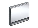 Geberit One Unterputz Spiegelschrank 505824007 105 x 90 x 15 cm, schwarz matt/Aluminium pulverbeschichtet, mit Nische und ComfortLight, 2 Türen