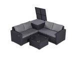 Homavo Gartenlounge, Schwarz, Metall, Loungemöbel, Gartenlounge-Sets