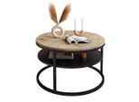 Lookway Couchtisch, Schwarz, Eiche, Holzwerkstoff, Rund, 70x49x70 cm, Wohnzimmer, Wohnzimmertische, Couchtische
