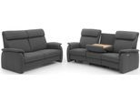 3-Sitzer HOME AFFAIRE "Turin mit Steckdose und USB-Port auch in Easy care-Bezug", grau (stone), B:218cm H:107cm T:104cm, Sofas, 3-Sitzer, 2 x vollmotorische Relaxfunktion, herunterklappbarer Tisch