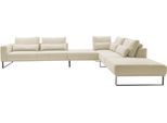 Ecksofa MUSTERRING "JustB PM100 bequem, modern, elegant und viel Platz, bodenfrei", beige (pearl), B:398cm H:88cm T:290cm, 85% Polyester, 15% Viskose, Sofas, Ecksofa, mit Zwischenhocker, wahlweise mit Funktion und Kissen, Maße 290 x 398