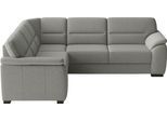Ecksofa SIT & MORE "Montego L-Form, B: 256 cm, große Stoffauswahl, Komfortsitzhöhe 46 cm", grau (stone), B:255cm H:88cm T:225cm, 100% Polyester, Sofas, Ecksofa, mit Schlaffunktion und Schubkasten mit Stauraum