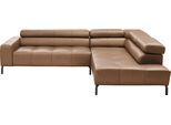 Ecksofa HOME AFFAIRE "Claya, L-Form, incl. Kopfteilverstellung, Breite 276 cm", braun, B:276cm H:71cm T:219cm, 100% Leder, Sofas, Ecksofa, wahlweise elektrischer Sitzvorzug