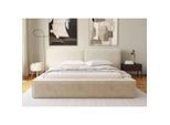 Ti'me Polsterbett , Beige , Textil , Birke , 200x200 cm , In verschiedenen Grössen erhältlich, Bettkasten, gepolstertes Kopfteil , Schlafzimmer, Bett, Polsterbetten