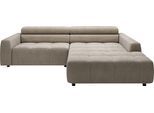Ecksofa 3C CANDY "Denver auch mit Cord- und Easy care-Bezug, Kopfteilverstellung L-Form", grau (taupe), B:258cm H:68cm T:217cm, 88% Polyester, 12% Polyacryl, Sofas, Ecksofa, wahlweise. mit motorischer Sitztiefenverstellung